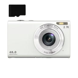 Digitalkamera 48MP 2,7K FHD 16X digital zoom 2,88-tommer skærm Hvid