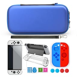 Switch OLED etui med 9 tilbehørsdele Blå