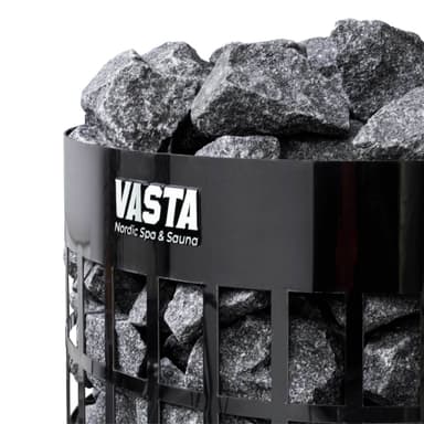 Vasta Elektrisk saunaovn Ignite 6kw, fast styring, 5-8m3, sort stål