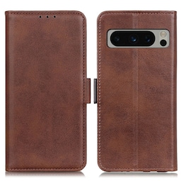 SKALO Google Pixel 8 Pro Premium Wallet Flip Cover - Brun