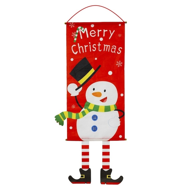 Glædelig jul Flag Xmas hængende banner dørdekoration - Snemand