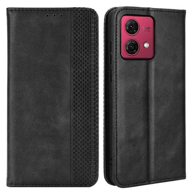 Motorola Moto G84 5G Stativ Telefonetui Fuld Beskyttelse Pung Cover - Sort