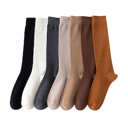 7 par strømper ensfarvede sokker MultiColor 18 x 33 cm