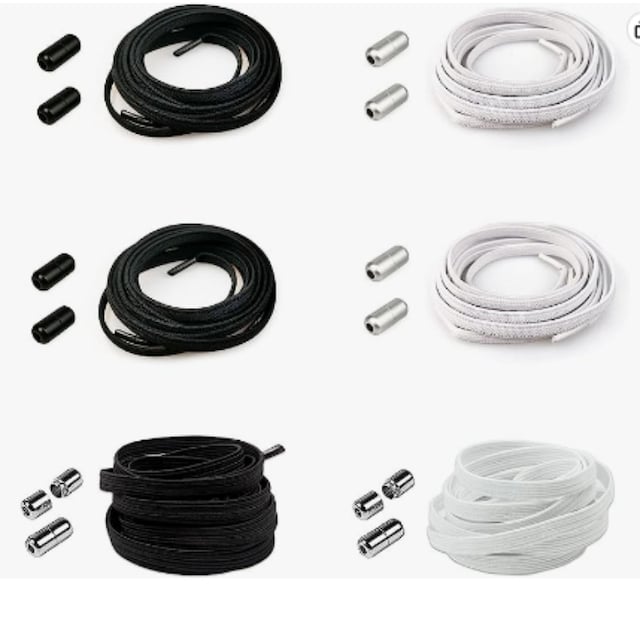 6 par kapsellås bindende gratis flade elastiske snørebånd MultiColor