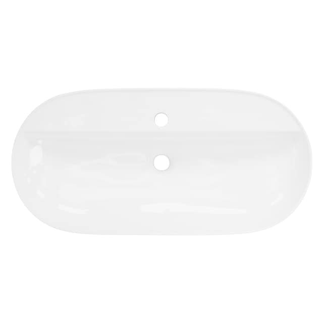 Oval håndvask uden overløb 80x40x12 cm hvid keramik ML-Design