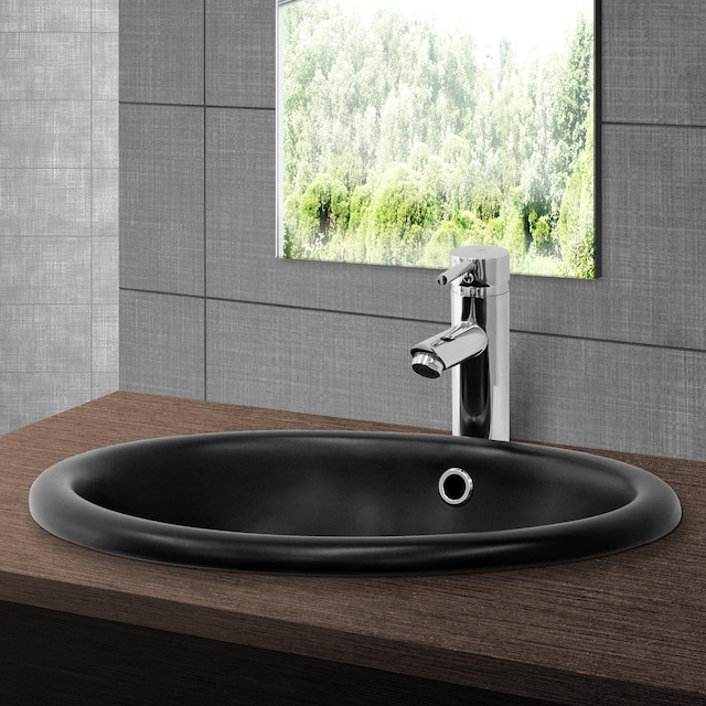 ML-Design Sort mat keramisk håndvask 49x40,5x19,5 cm oval