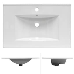 Håndvask med pop-up afløb og overløb 60,5x36x13 cm hvid keramik