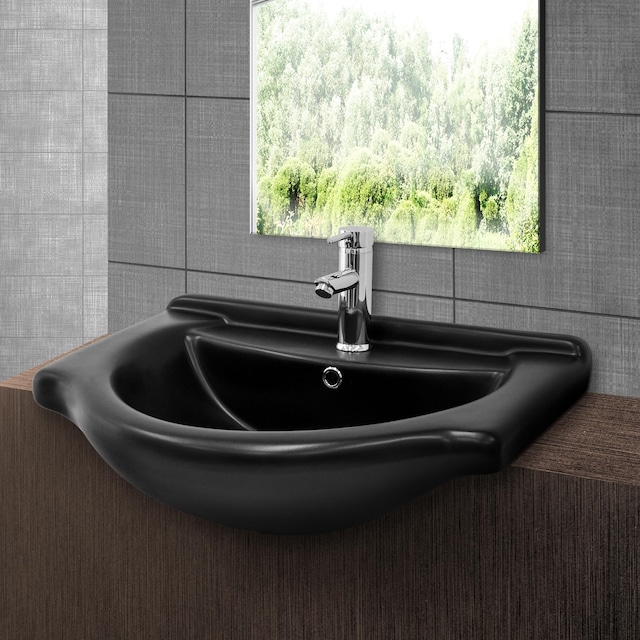 ML-Design Håndvask Keramik Sort mat 67,5x51,5x21,5cm Oval