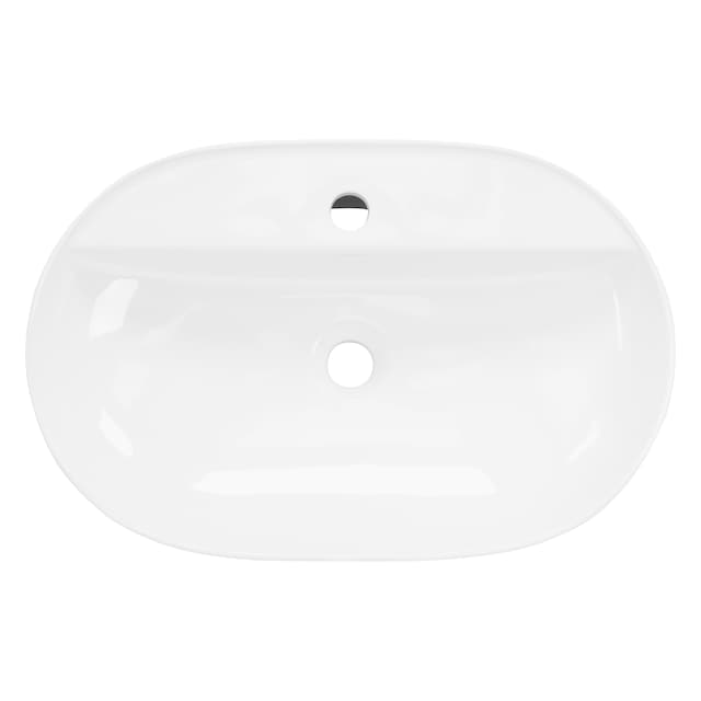 Oval vask uden overløb 60x40x12 cm hvid keramik ML-Design