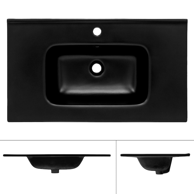 ML-Design Keramisk håndvask sort mat 81x16,5x46 cm firkantet