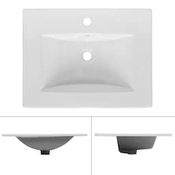 Vask med pop-up afløb og overløb 60,5x36x13 cm hvid keramik