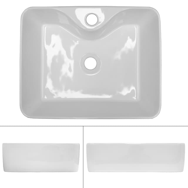 ECD Germany Design håndvask 480 x 380 x 140 mm, keramisk rund hvid