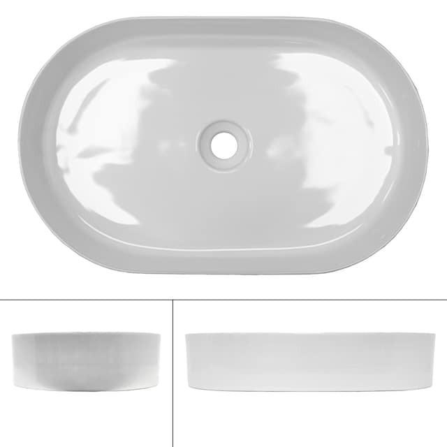 ECD Germany keramisk håndvask 605 x 380 x 125 mm - oval - hvid