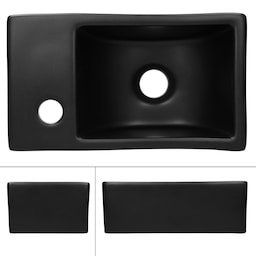 ML-Design keramisk håndvask sort mat, 35,5x20,5x12,5 cm, rektangulær