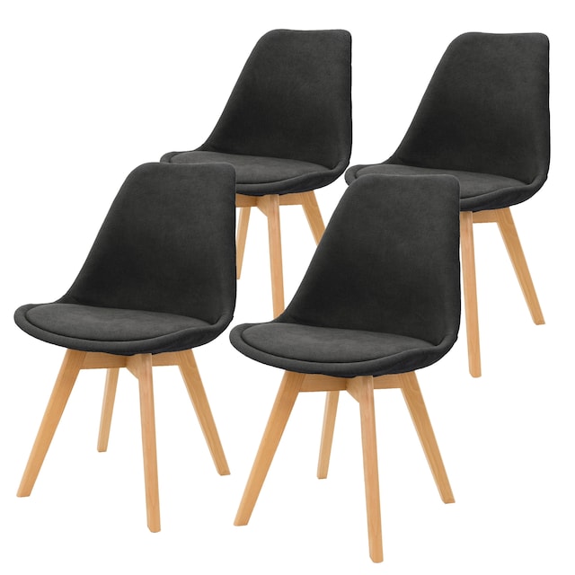 ML-Design 4 spisebordsstole med ryglæn, sort