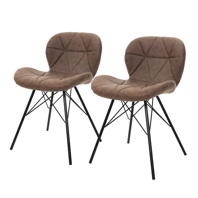 ML-Design 2 spisebordsstole med ryglæn, brun med metalben