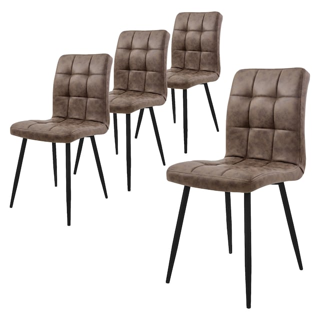 Spisebordsstol sæt af 4 brunt kunstlæderbetræk med metalben ML-Design