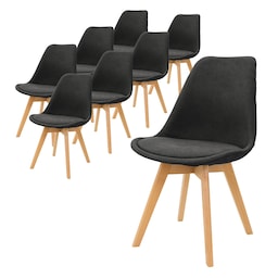 ML-Design 8 spisebordsstole med ryglæn, sort