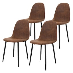 ML-Design 4 spisebordsstole med ryglæn, brun med metalben