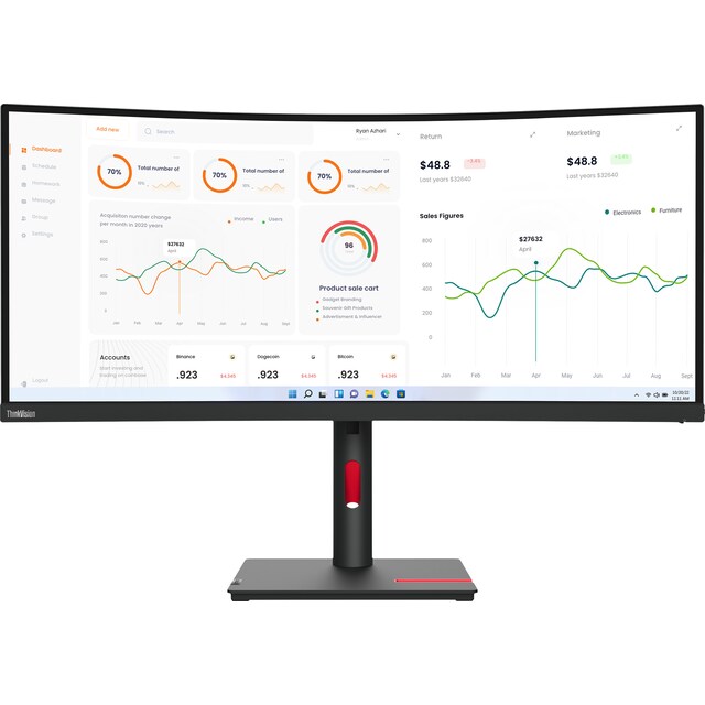 Lenovo ThinkVision T34w-30 34" LCD skærm 63D4GAT1EU (raven black)