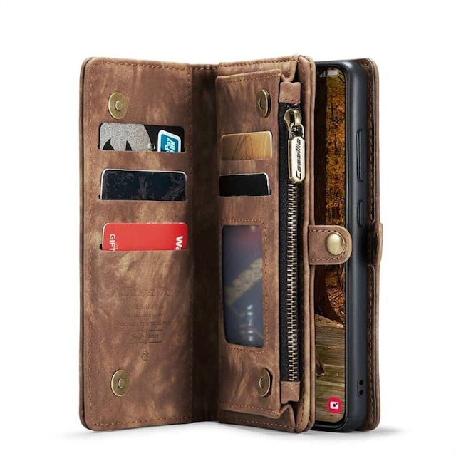 Multi Wallet CaseMe 11-kort Samsung Galaxy S24 - Brun