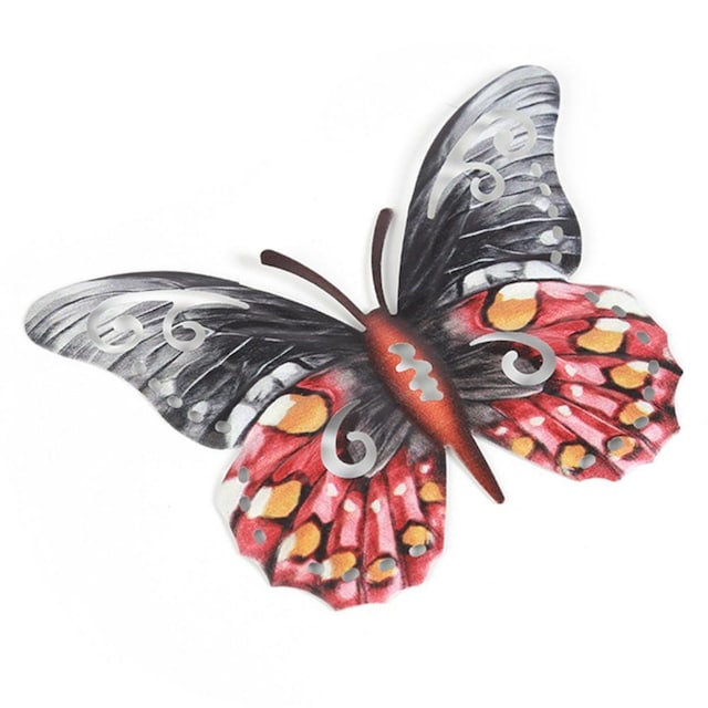 Kunst 3D sommerfugl væghængende indretning Havegaveboligornament - Rød