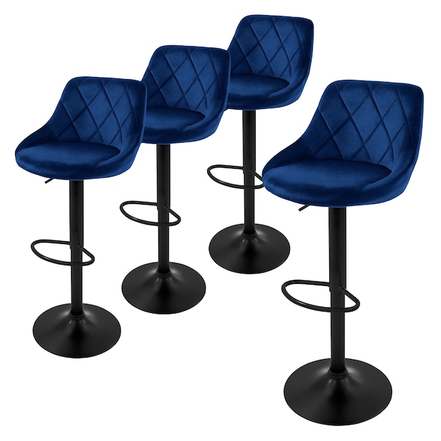 ML-Design barstol, sæt med 4, fløjlsblåt, 62-82 cm