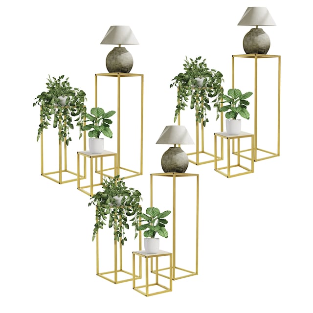 ML-Design Blomsterstativ 9 stk. metal i guld, 22x22x30/26x26x60/30x30x90 cm