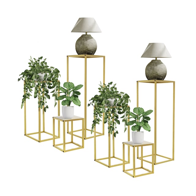 ML-Design Blomsterstativ 6 stk metal i guld, 22x22x30/26x26x60/30x30x90 cm