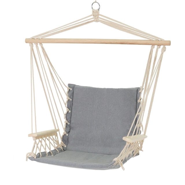 ECD Germany Design hængestol / tværstang af træ, op til 120 kg, grå
