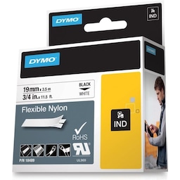 DYMO Rhino Professional, mærkbar fleksibel nylontape, 19 mm, sort tek