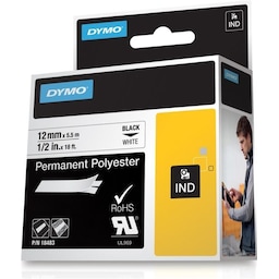 DYMO RhinoPRO tape permanent polyester hvid 12mm