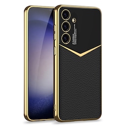 SKALO Samsung S24 PU-læder Gold Edge Cover - Sort