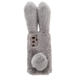 SKALO Samsung S24 3D Soft Furry Bunny Ears Cover - Grå