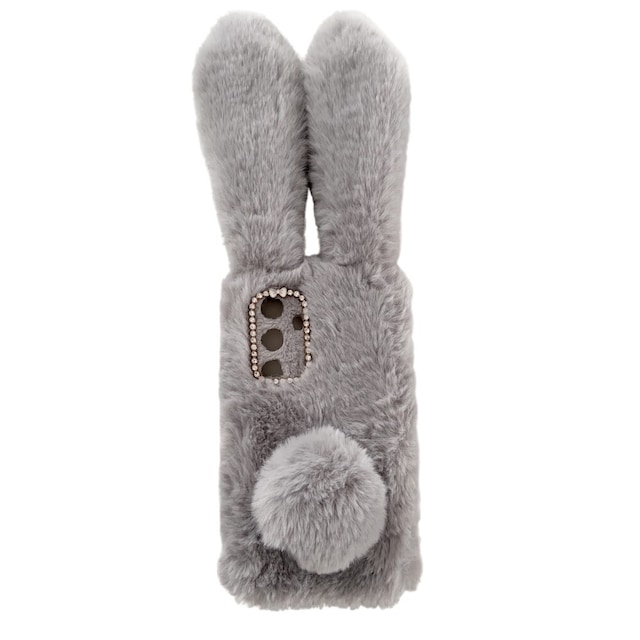 SKALO Samsung S24 3D Soft Furry Bunny Ears Cover - Grå