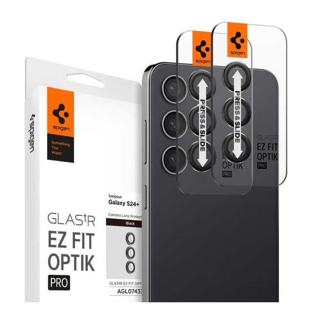 Spigen Samsung Galaxy S24 Plus Kameralinsebeskytter GLAS.tR EZ Fit Optik Pro 2-pak Sort