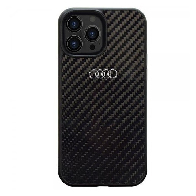 Audi iPhone 14 Pro Max Cover Carbon Fiber Sort