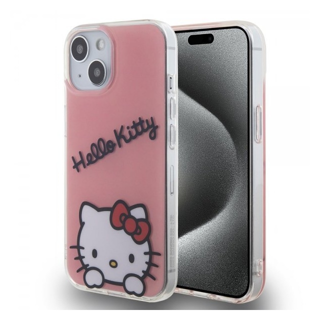 Hello Kitty iPhone 15 Cover Daydreaming Crossbody Lyserød