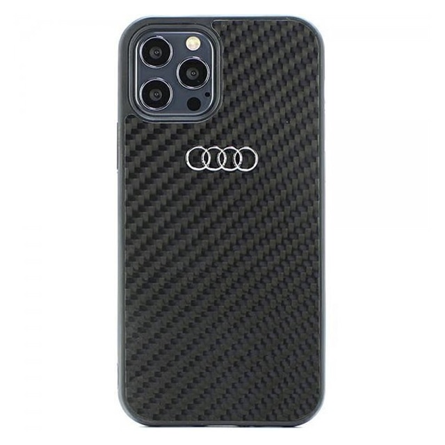 Audi iPhone 12/iPhone 12 Pro Cover Carbon Fiber Sort