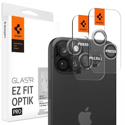 Spigen iPhone 15/iPhone 15 Plus Kameralinsebeskytter GLAS.tR EZ Fit Optik Pro Crystal Clear 2-pak