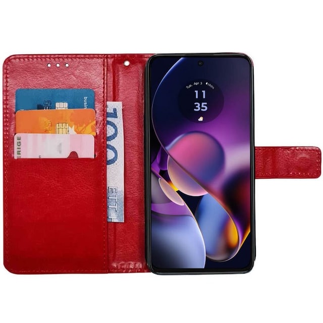 Wallet cover 3-kort Motorola Moto G54 - Rød