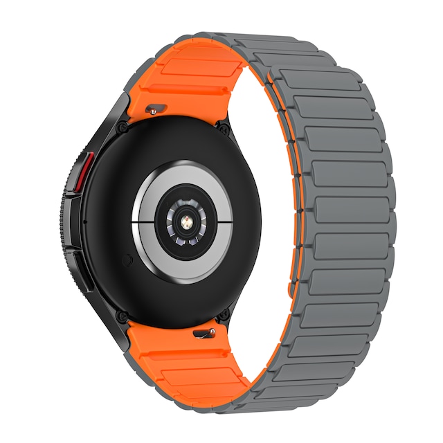 Magnetisk silikone urrem til Samsung Galaxy Watch 4, 4 Classic Grå+orange
