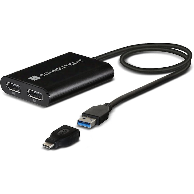 Sonnet USB-A og USB-C Dual 4K60Hz DP Displaylink Adapter til bærbare og M1/M2 Macs