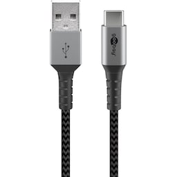USB-C™ til USB-A tekstilkabel med metalstik 1 m