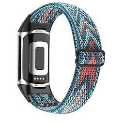 Fitbit Charge 5 armbånd med flettet mønster Blå / Orange