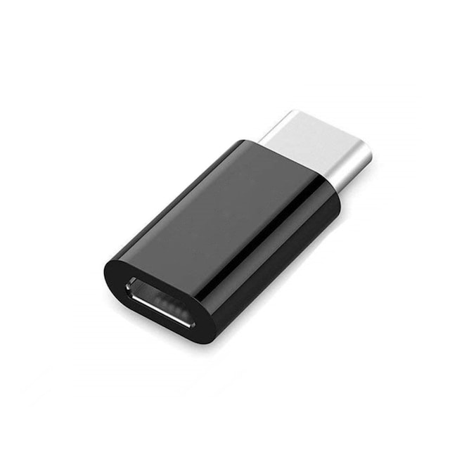 Micro USB til USB-C Adapter sort Sort