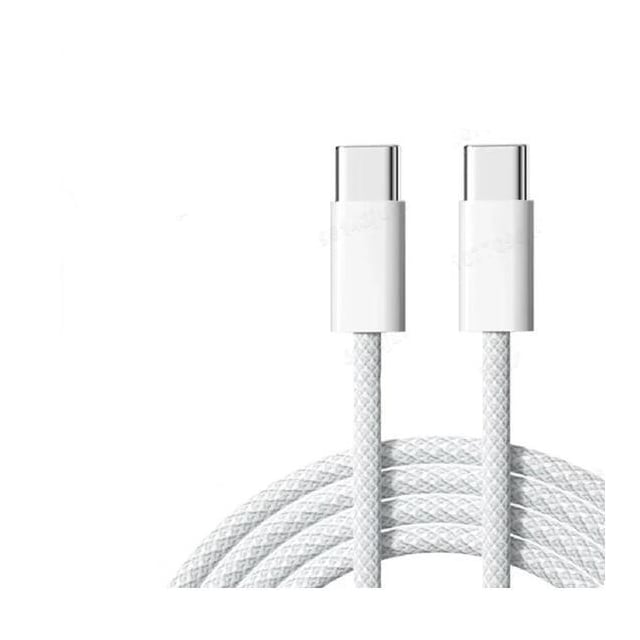 NÖRDIC 2m USB 2.0 USB-C til C-kabel til iPhone 15/15 Pro/15 Plus/15 Pro Max 2,4A 480Mbps 60W hvid