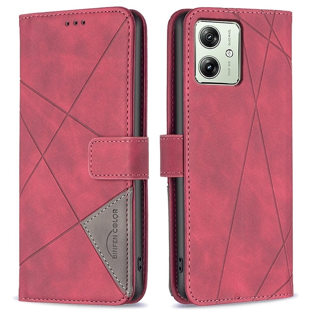 Motorola Moto G54 5G BINFEN COLOR Præget Flip Cover - Rød