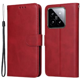 SKALO Xiaomi 14 5G PU-læder Pungetui - Rød