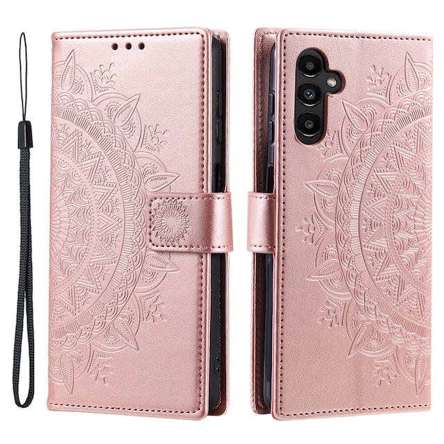SKALO Samsung A25 5G Mandala Flip Cover - Rosa guld